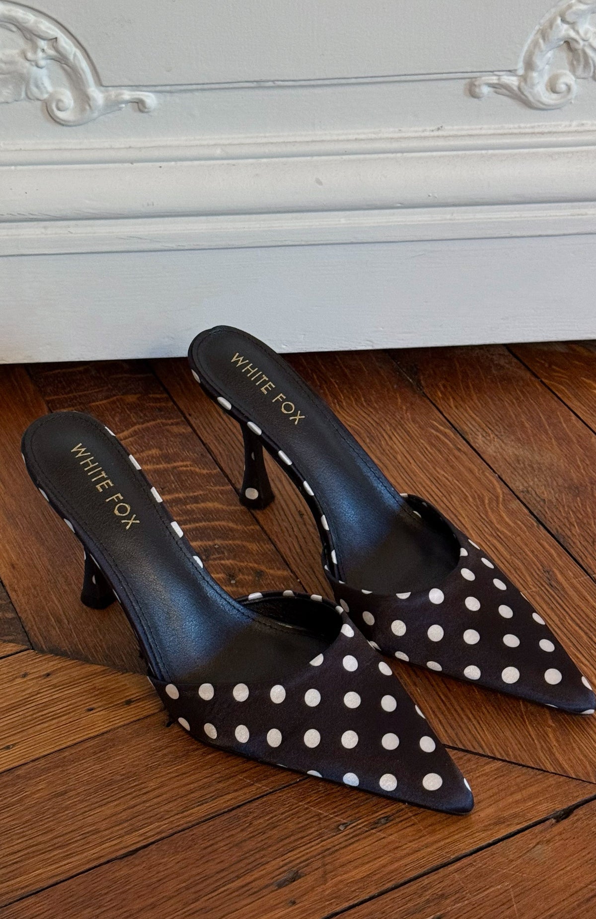 White Fox Iskra Mules Black Polka Dot