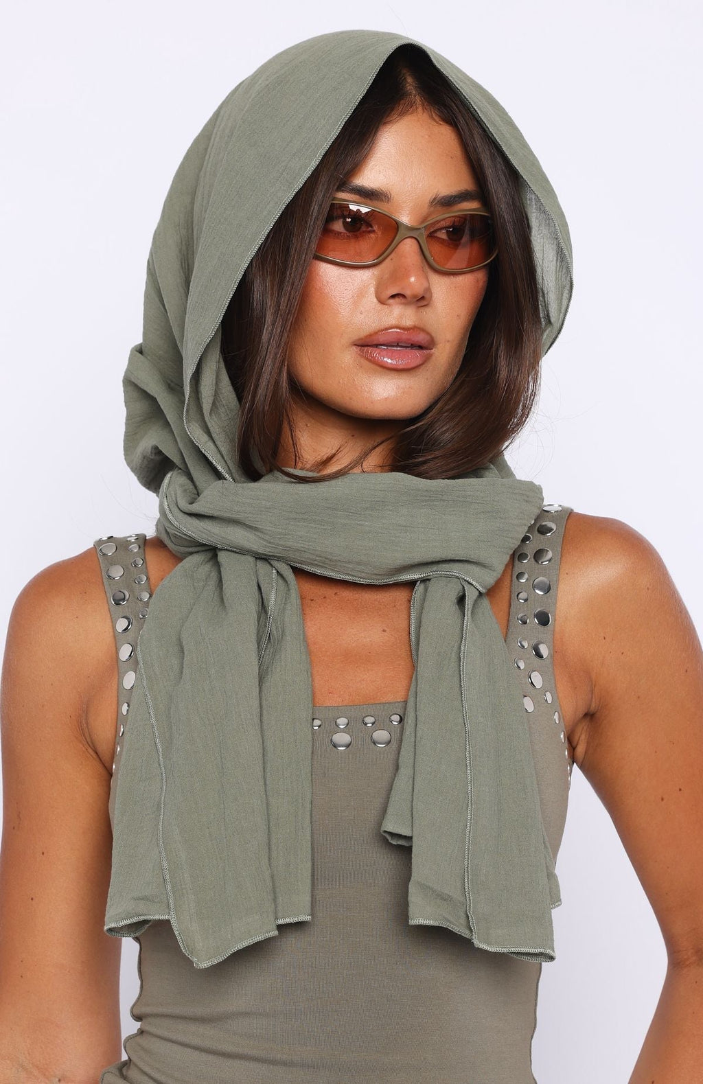 White Fox Coming Up Scarf Cactus