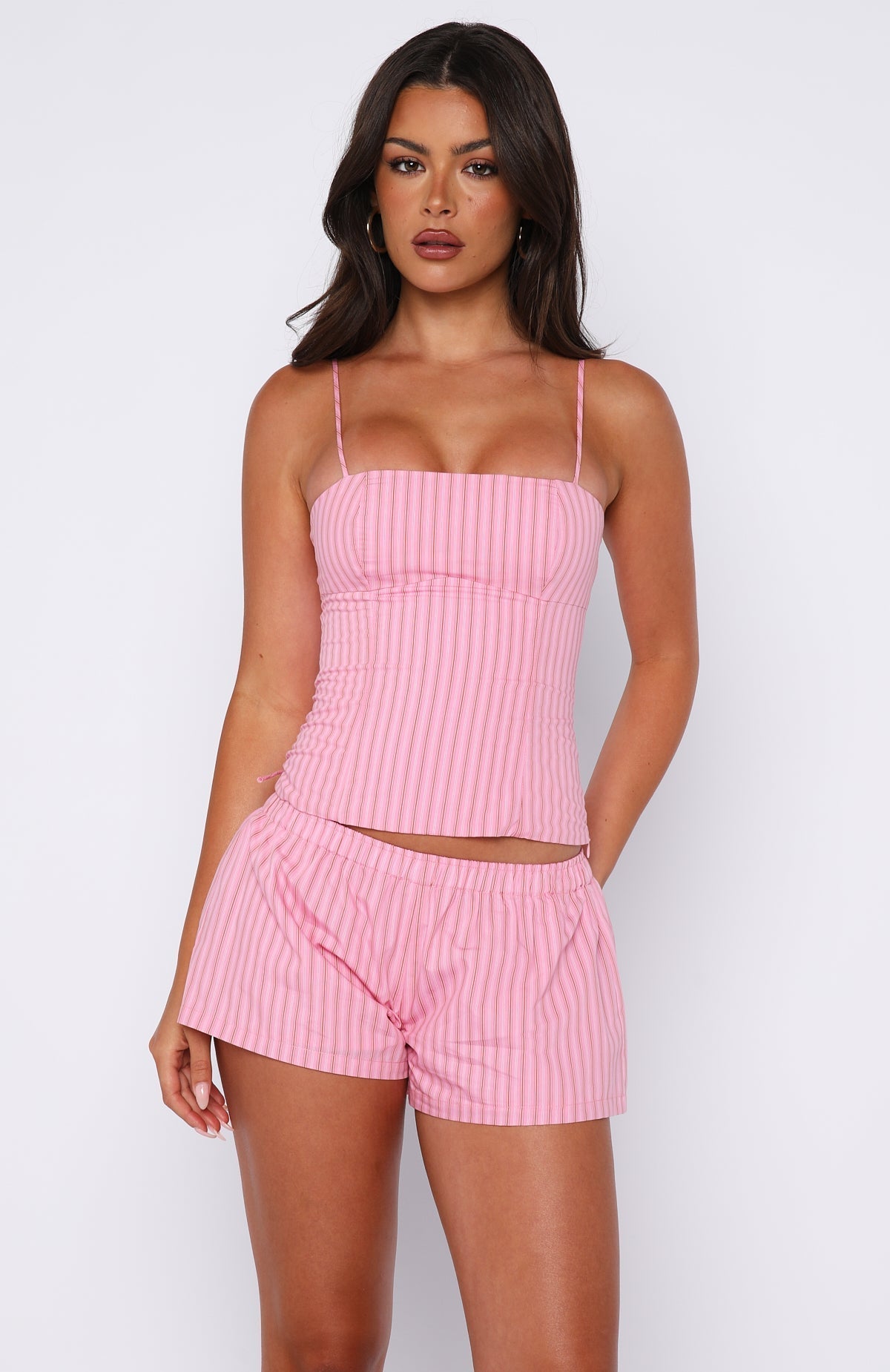 White Fox Born To Glow Shorts Pink Stripe