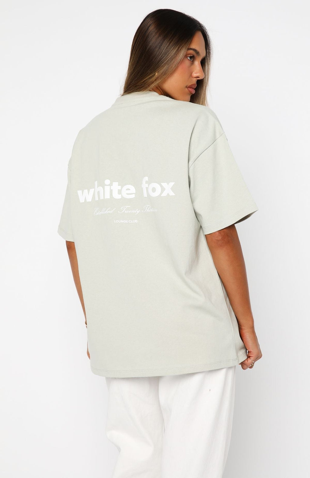 White Fox No Mercy Oversized Tee Sage