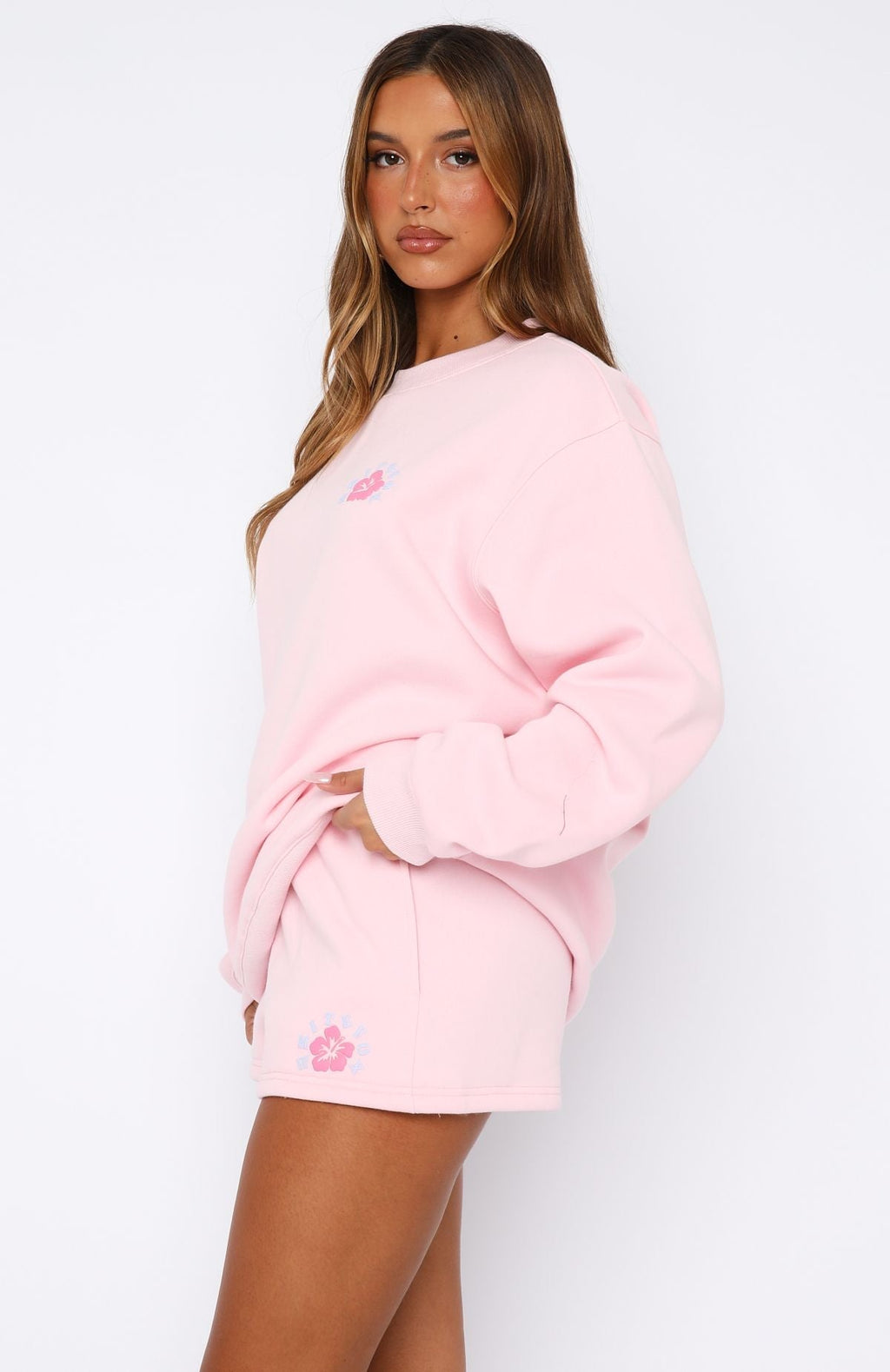 White Fox Keep Blooming Lounge Shorts Pink