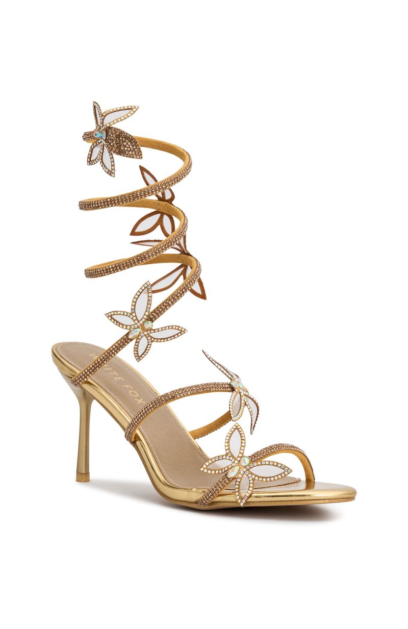 White Fox Shai Diamante Wrap Heels Gold