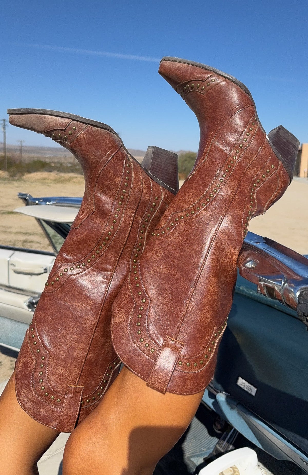 White Fox Sadie Cowboy Boots Vintage Chocolate