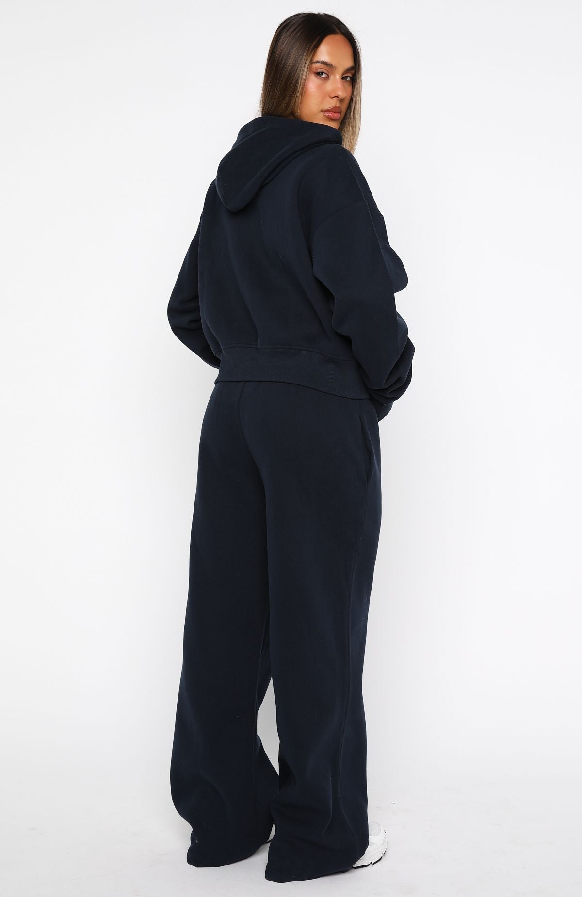 White Fox Daydreamers Madeline Wide Leg Sweatpants Navy