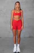 White Fox Radiate High Waisted Shorts Cherry Red