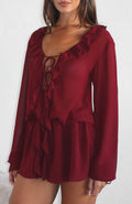 White Fox Eternal Energy Long Sleeve Mini Dress Burgundy