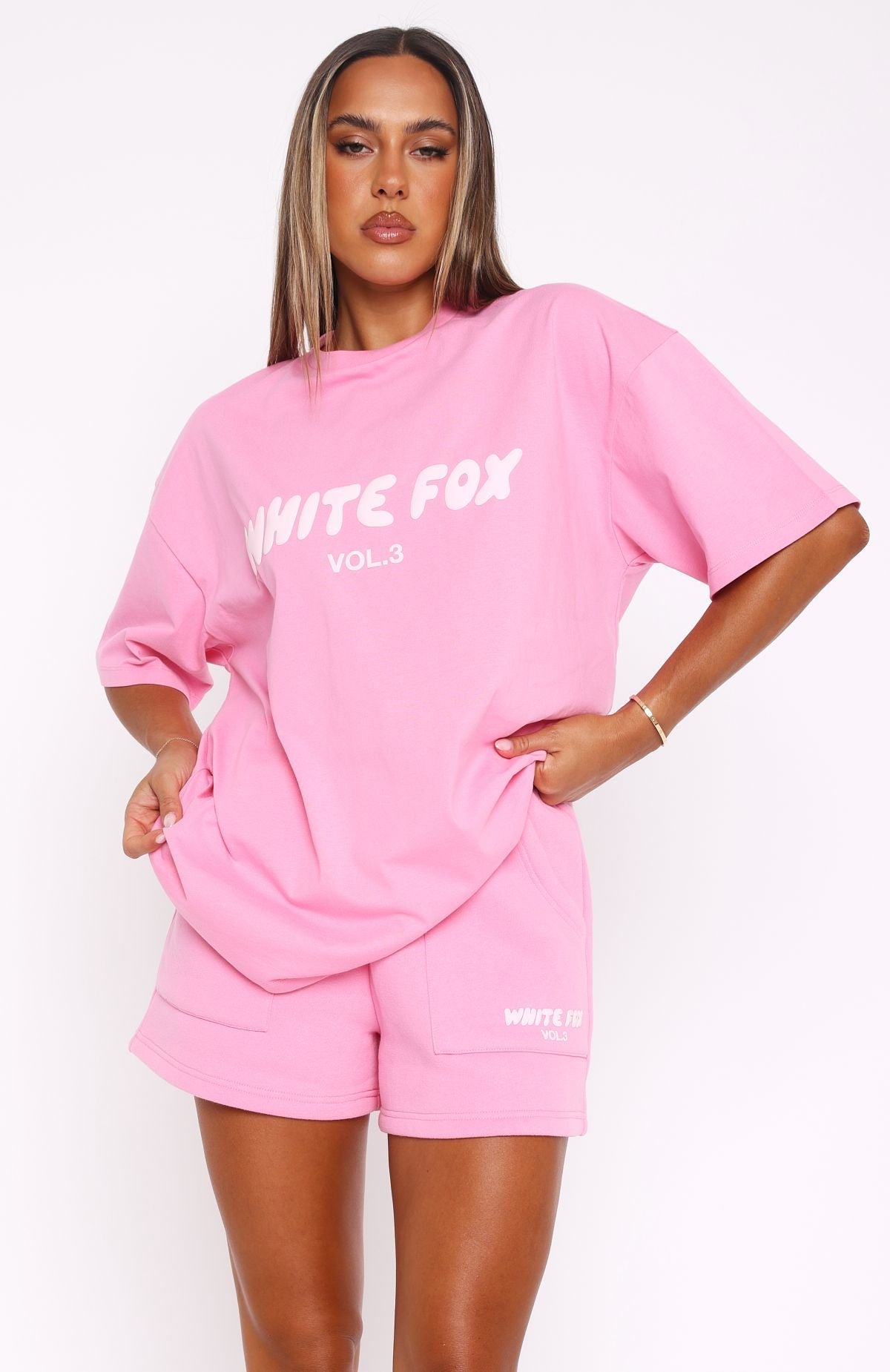 White Fox Offstage Oversized Tee Bubblegum