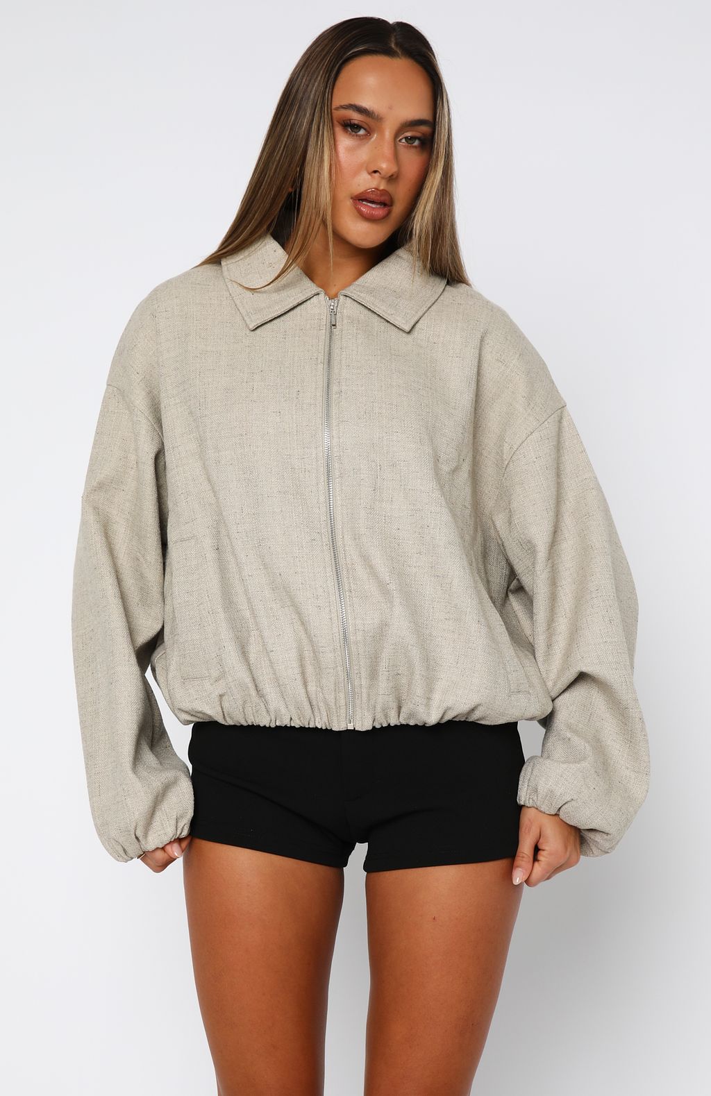White Fox Go Ghost Bomber Jacket Sandshell