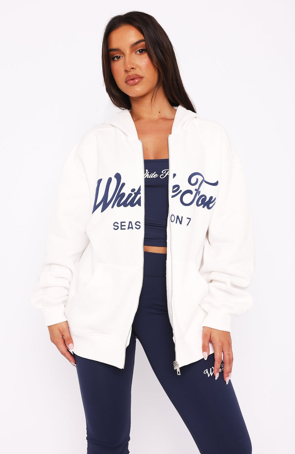 White Fox Season 7 Zip Front Hoodie Snow