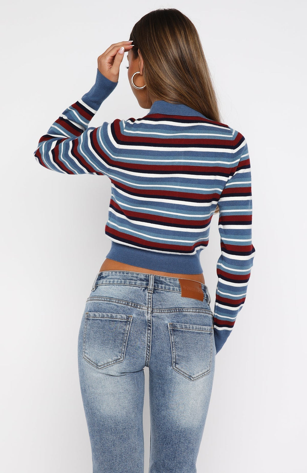 White Fox Inner Smile Stripe Knit Cardigan Skyline Borders