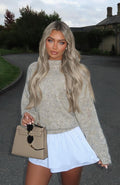 White Fox Ice Queen Knit Sweater Peppered Taupe