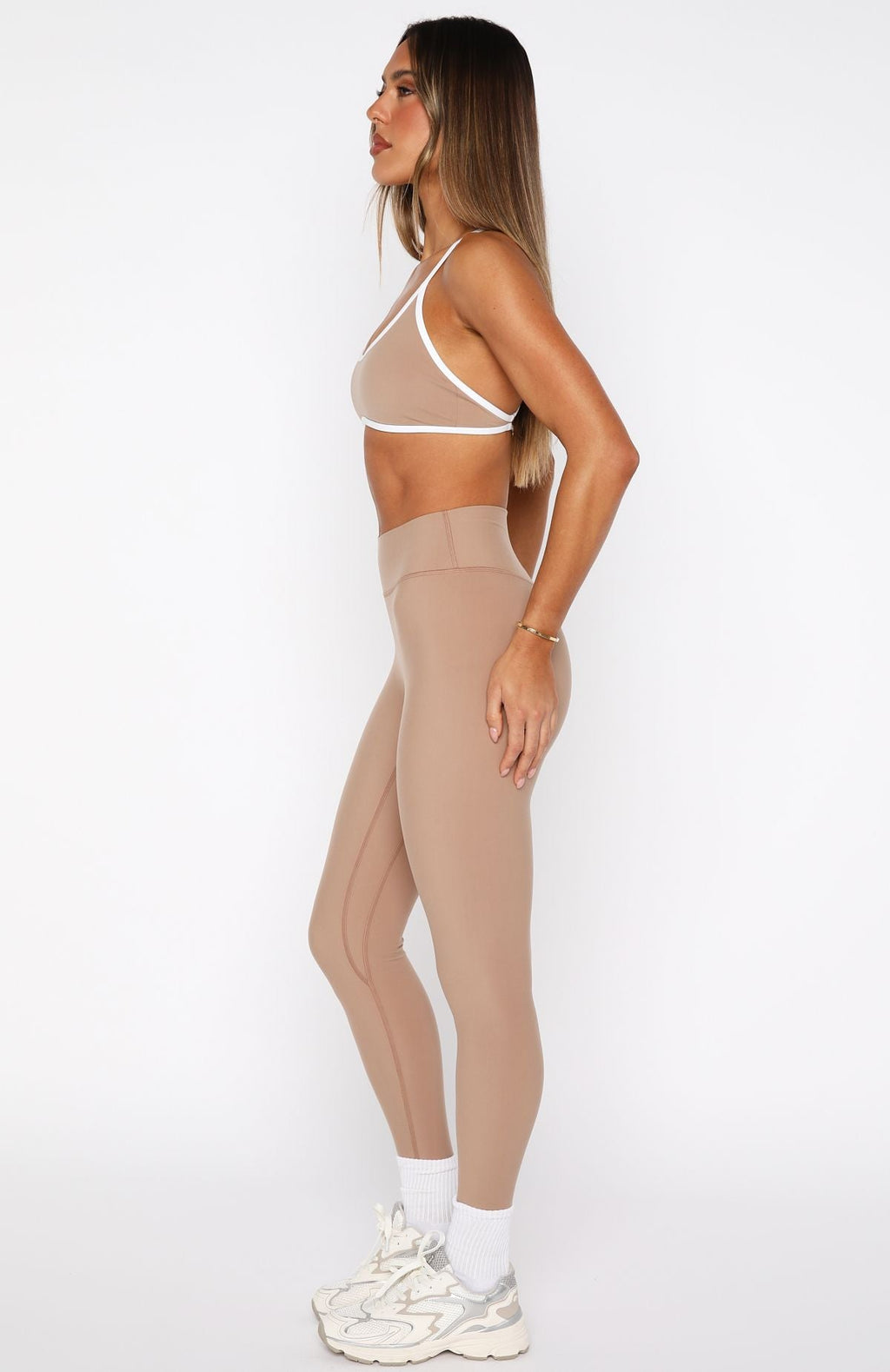 White Fox Go Getter High Waisted Leggings Caramel
