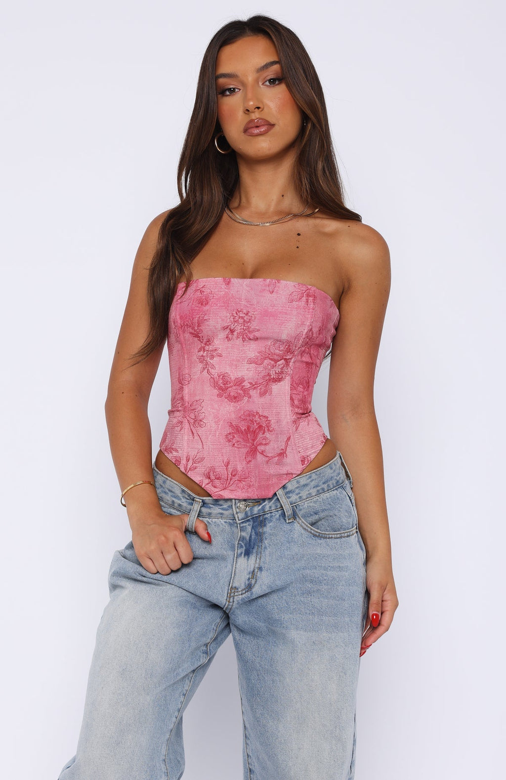 White Fox Let It Go Strapless Bustier Fuchsia Orchid
