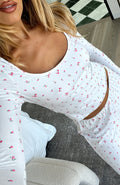 White Fox Dreamy Long Sleeve Pyjama Top Pink Blossom