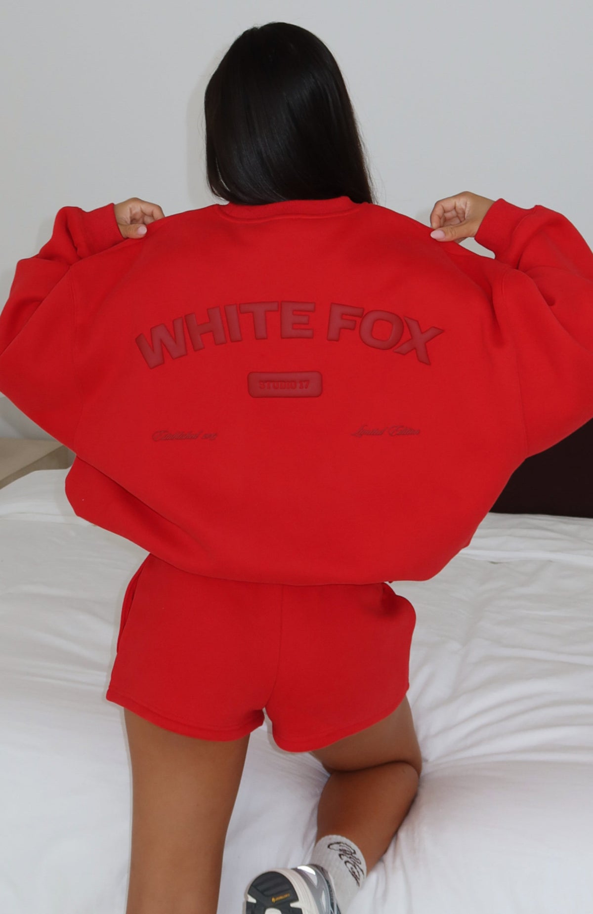 White Fox Studio 17 Raven Oversized Drop Shoulder Sweater Red