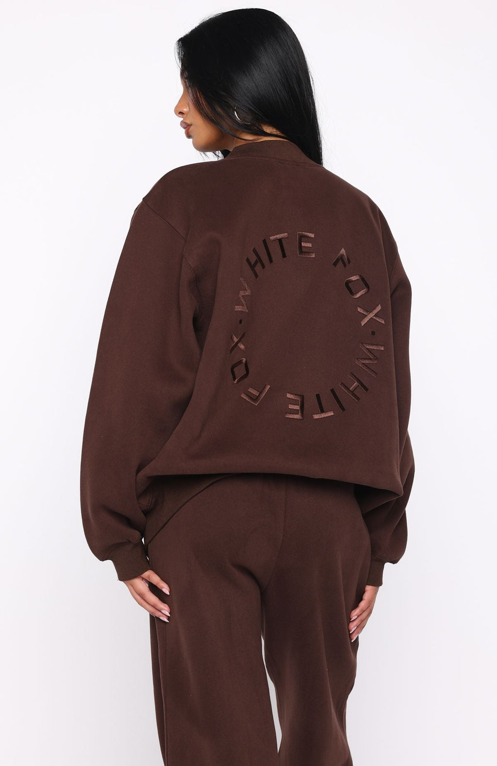 White Fox Stay Lifted Oversized Sweater Bitter Chocolate
