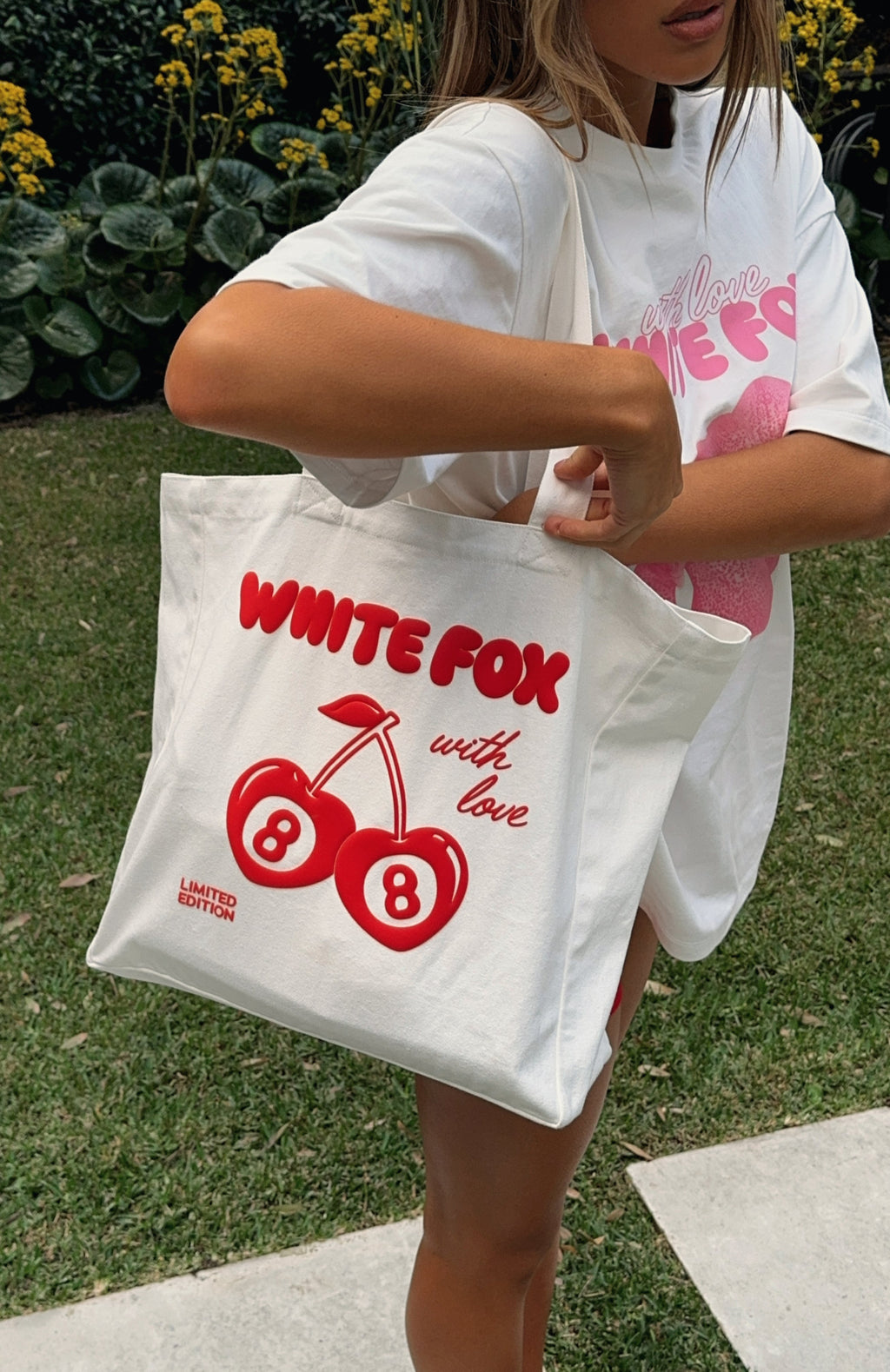 White Fox With Love In The Moment Tote Bag White