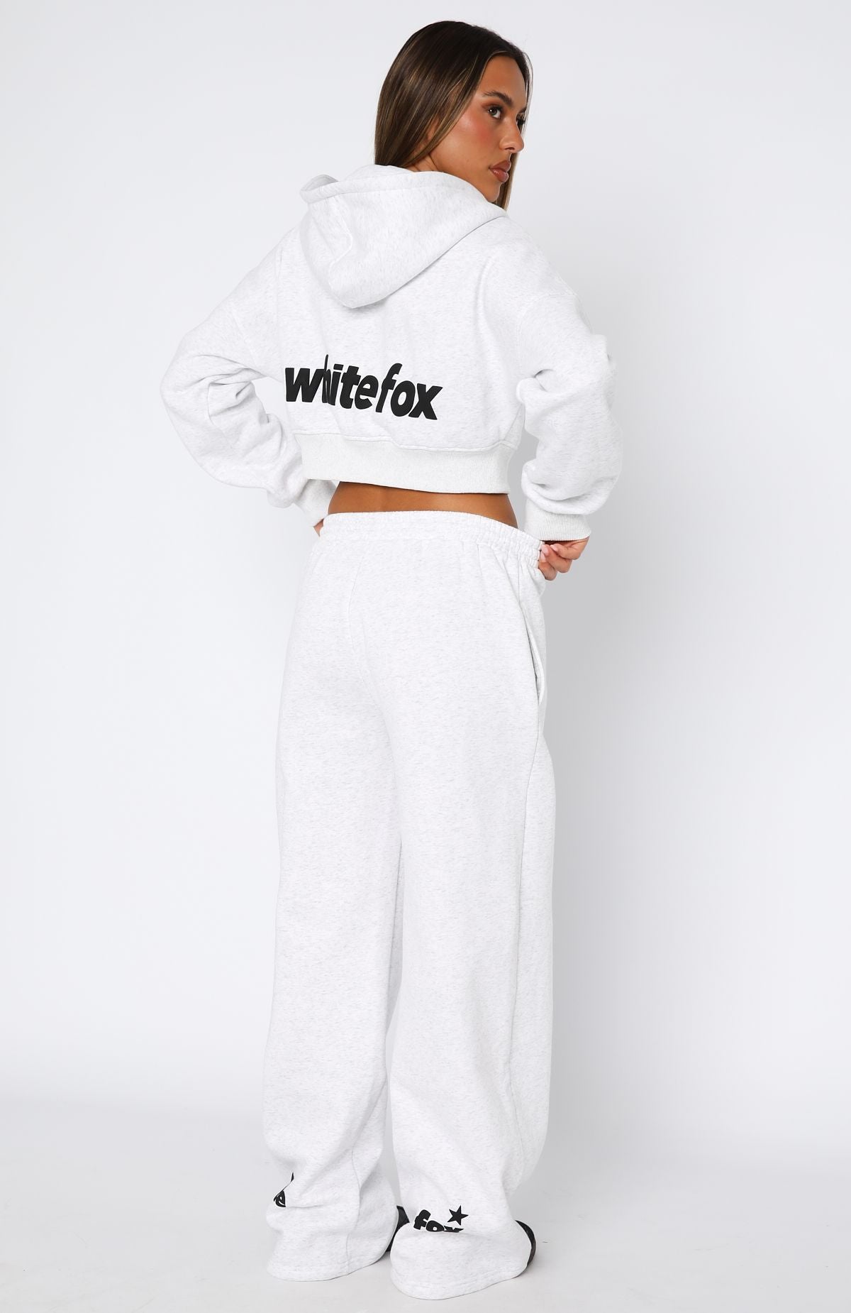White Fox From The Archives Charli Wide Leg Sweatpants Grey Marle