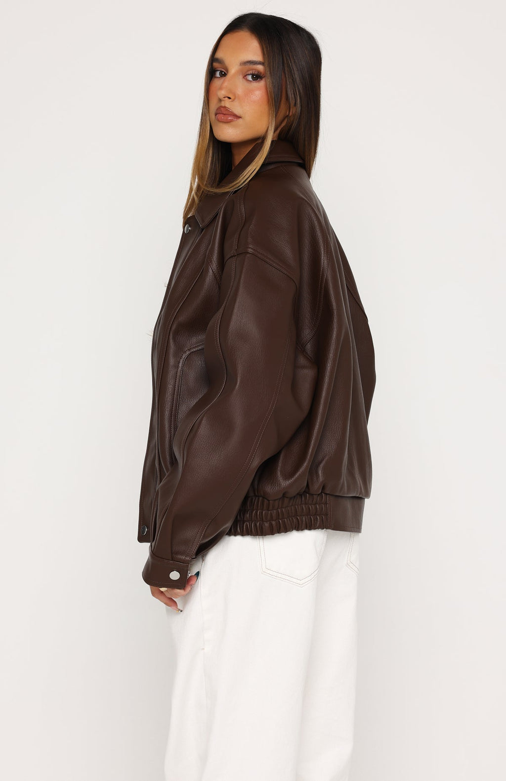 White Fox Retrograde PU Jacket Chocolate