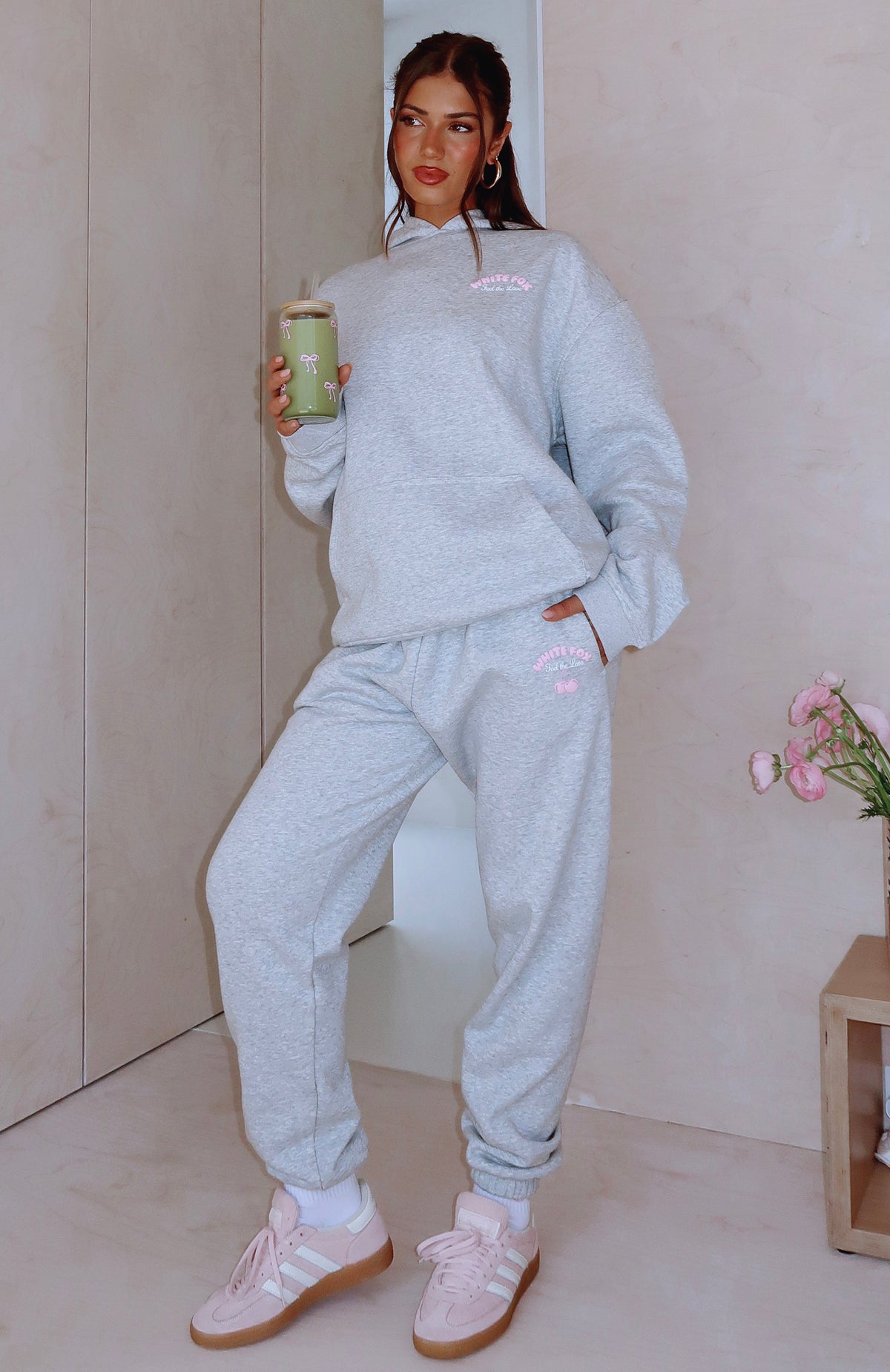 White Fox Love Me Tender Sweatpants Dark Grey Marle