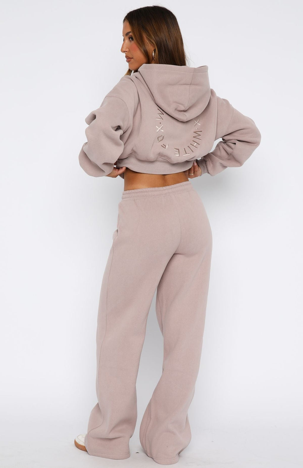 White Fox Stay Lifted Wide Leg Sweatpants Cinnamon