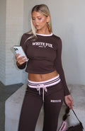 White Fox Everything We Do Long Sleeve Baby Tee Chocolate