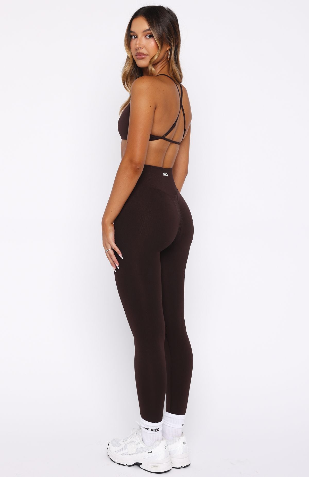 White Fox Charge Seamless Leggings Dark Chocolate