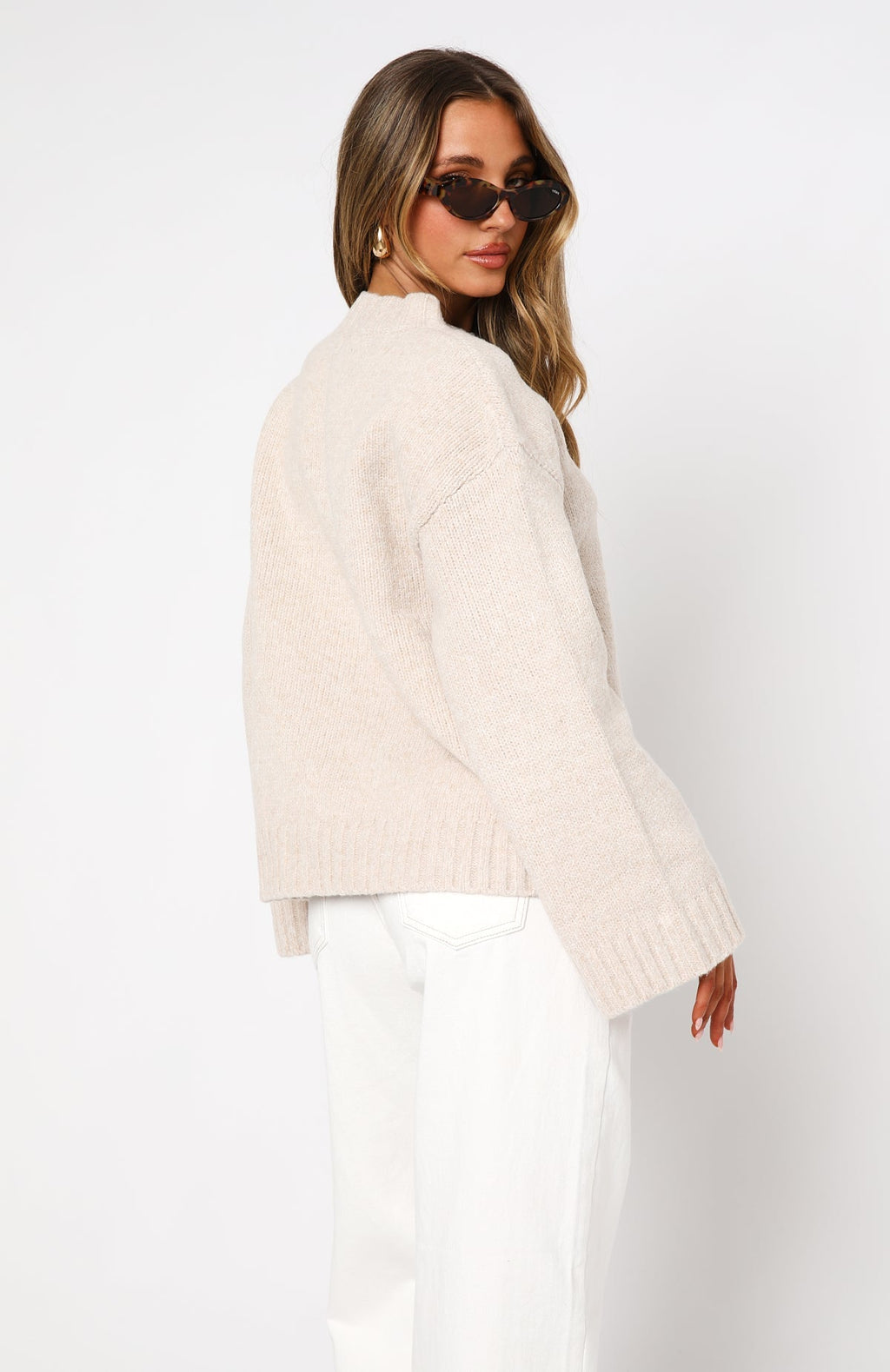 White Fox Winter's Chill Knit Sweater Oat