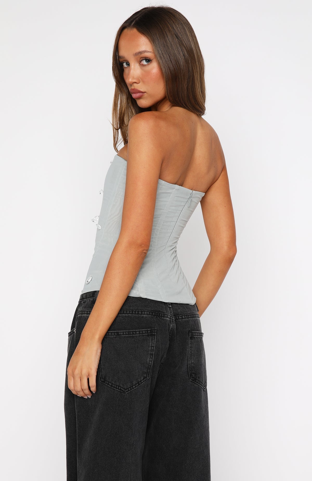 White Fox Good Fortune Strapless Bustier Mist