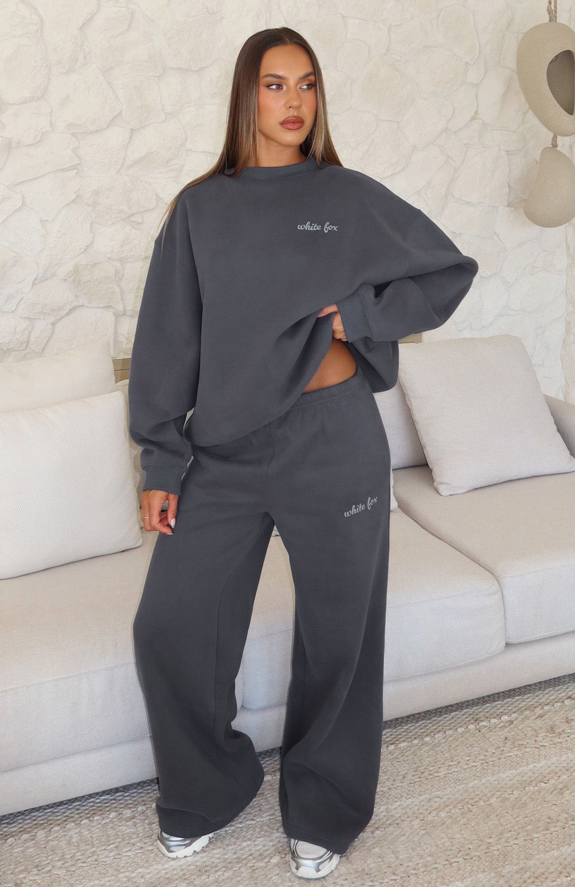 White Fox Why Won't You Wide Leg Sweatpants Volcanic