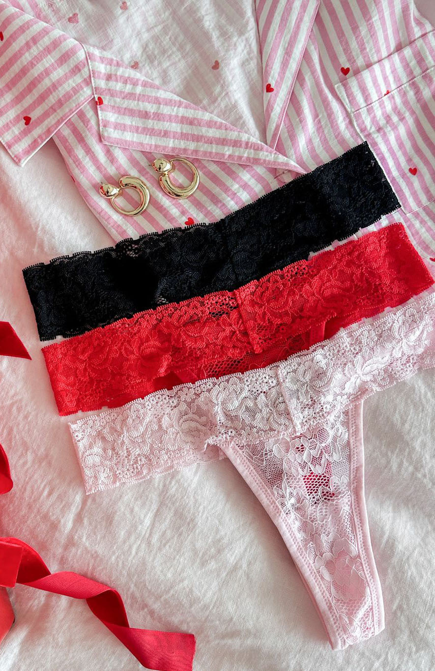 White Fox Heart Strings Underwear Set Red/Pink/Black