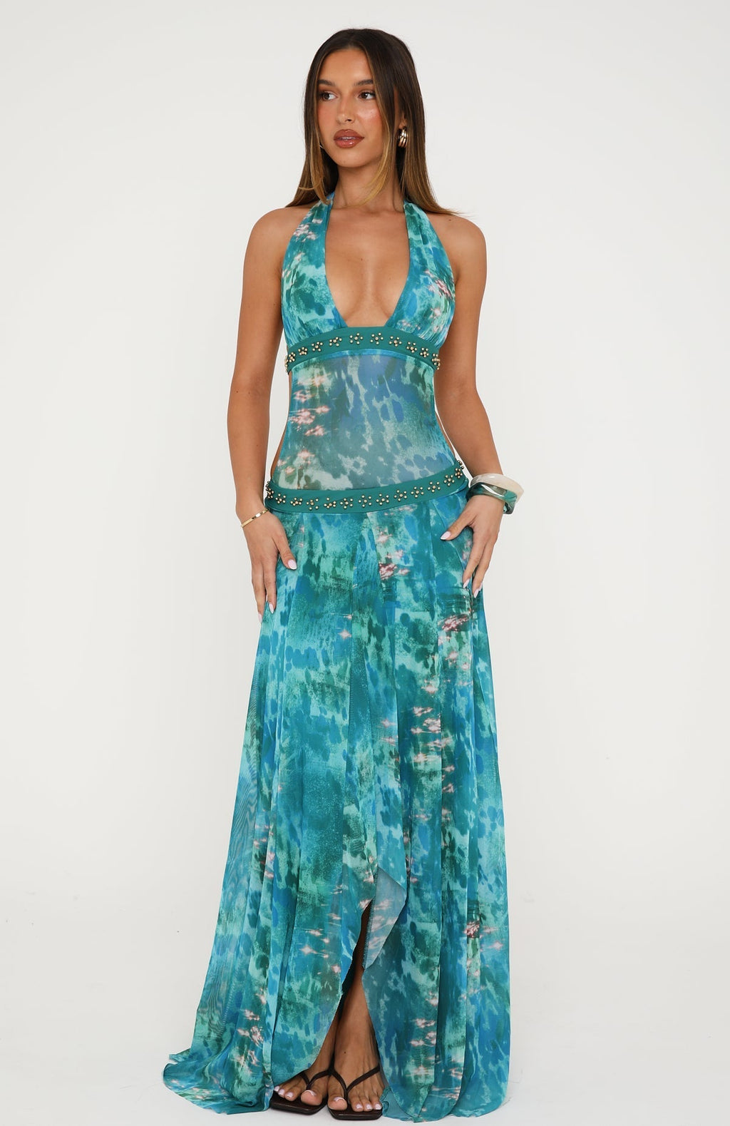 White Fox Lights Camera Action Maxi Dress Crystal Tide