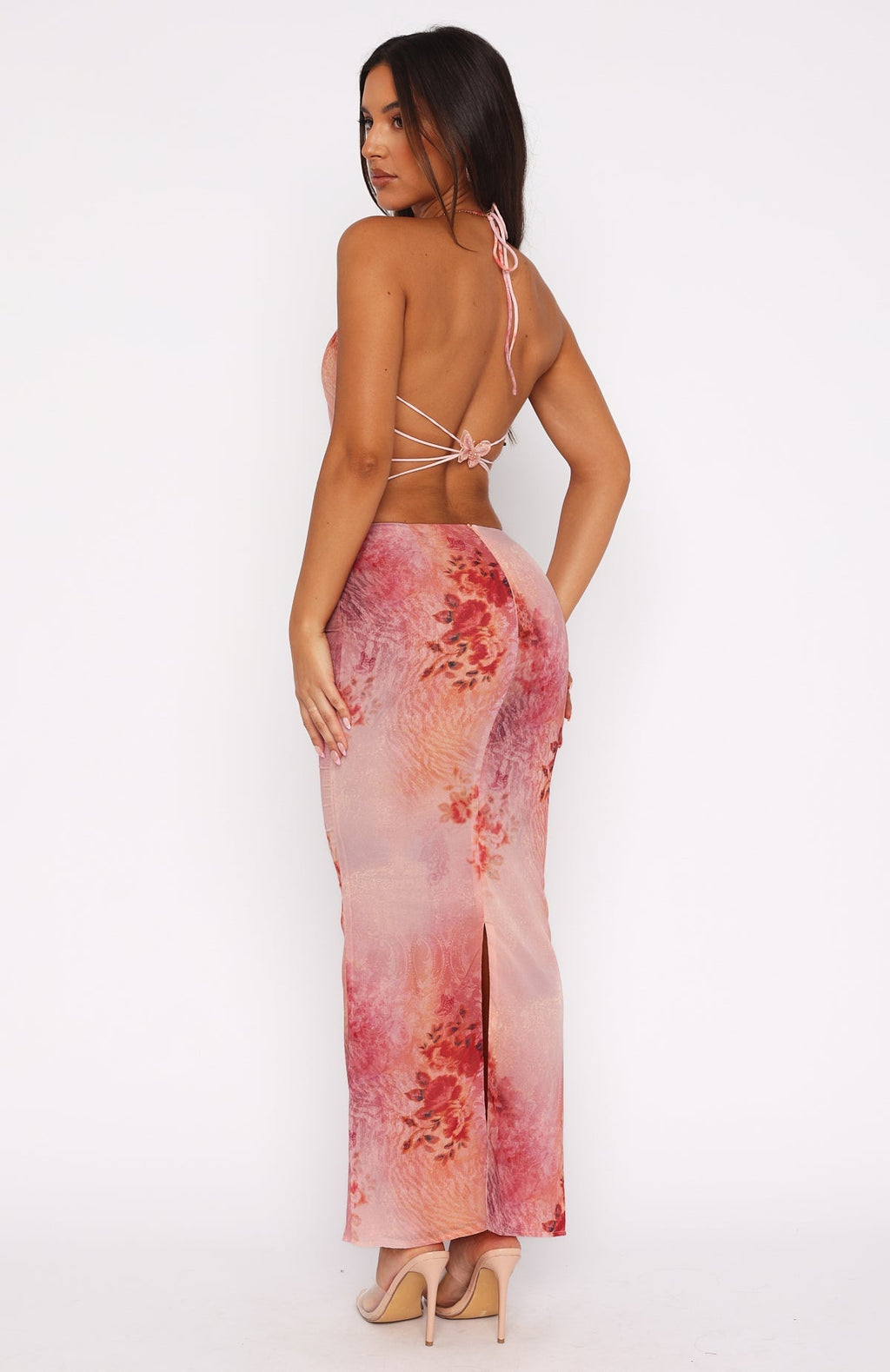 White Fox No Later Maxi Skirt Peach Nectar