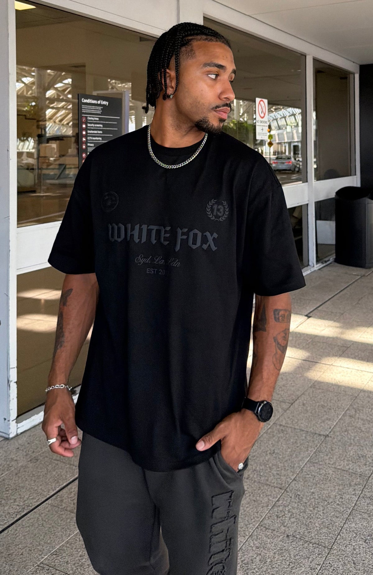 White Fox Vibe Too High Oversized Tee Black