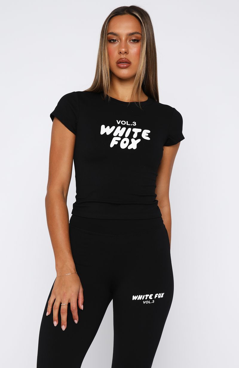 White Fox Offstage Fitted Baby Tee Monochrome