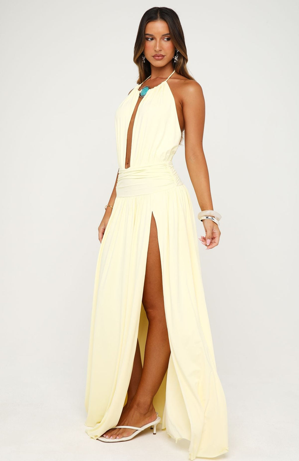 White Fox Light Of Amour Maxi Dress Lemon