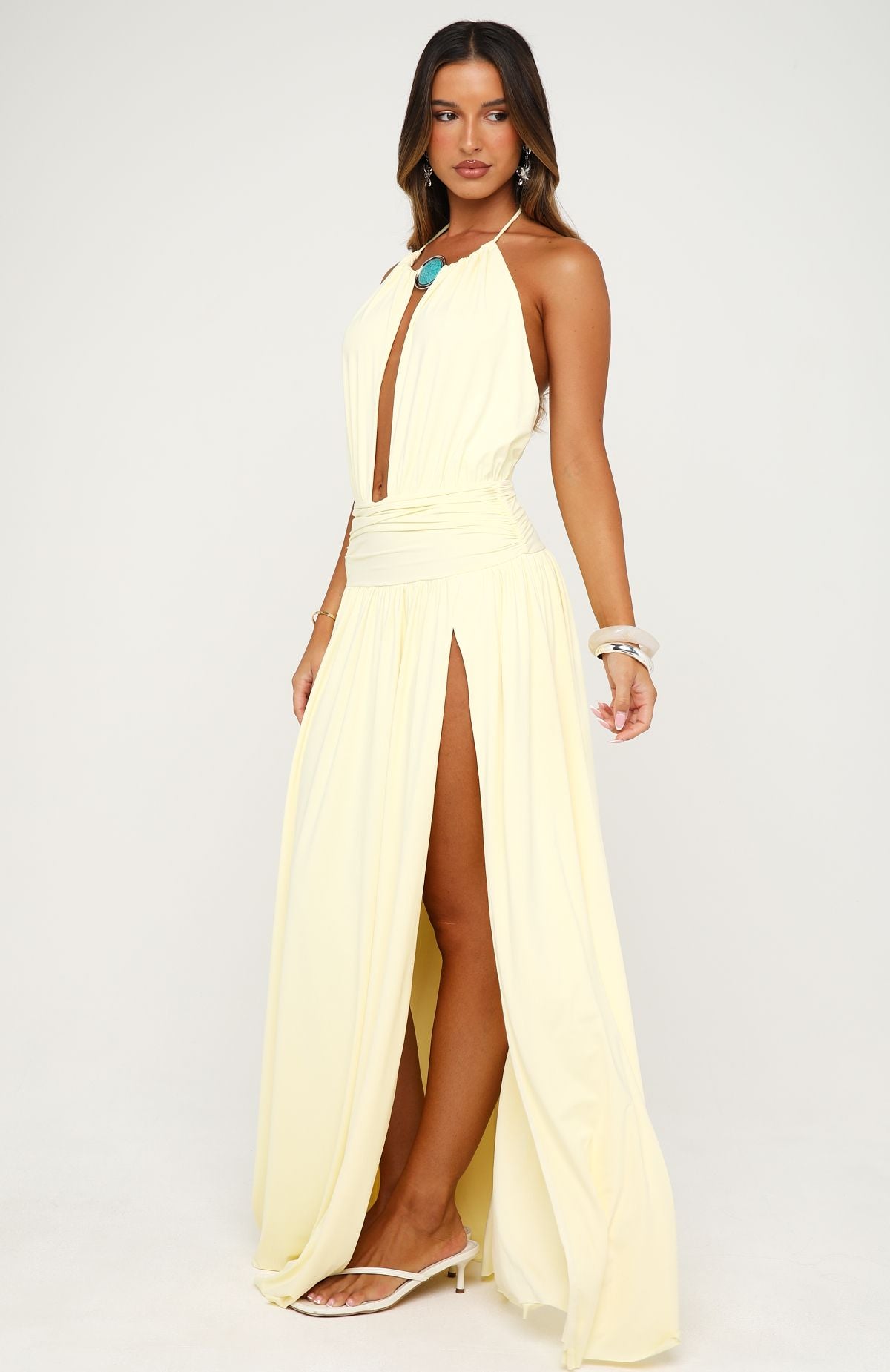 White Fox Light Of Amour Maxi Dress Lemon