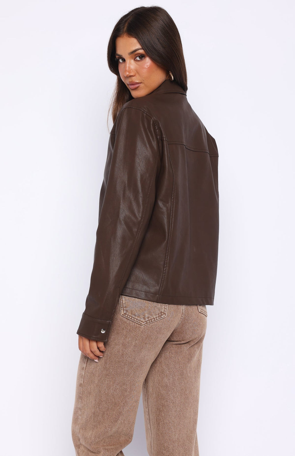 White Fox Never Possible Pu Jacket Chocolate