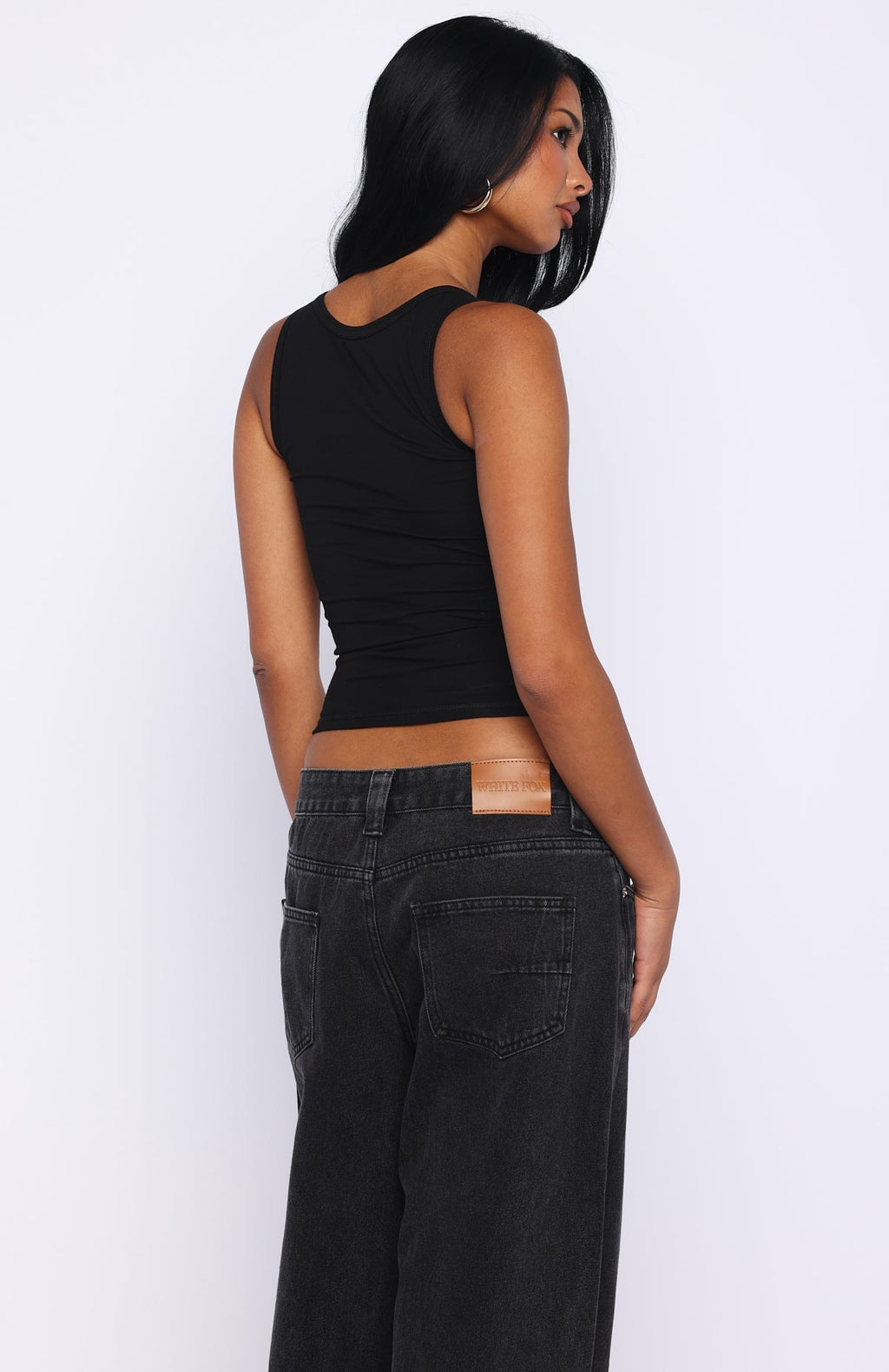 White Fox Radiant Beauty Studded Tank Top Black