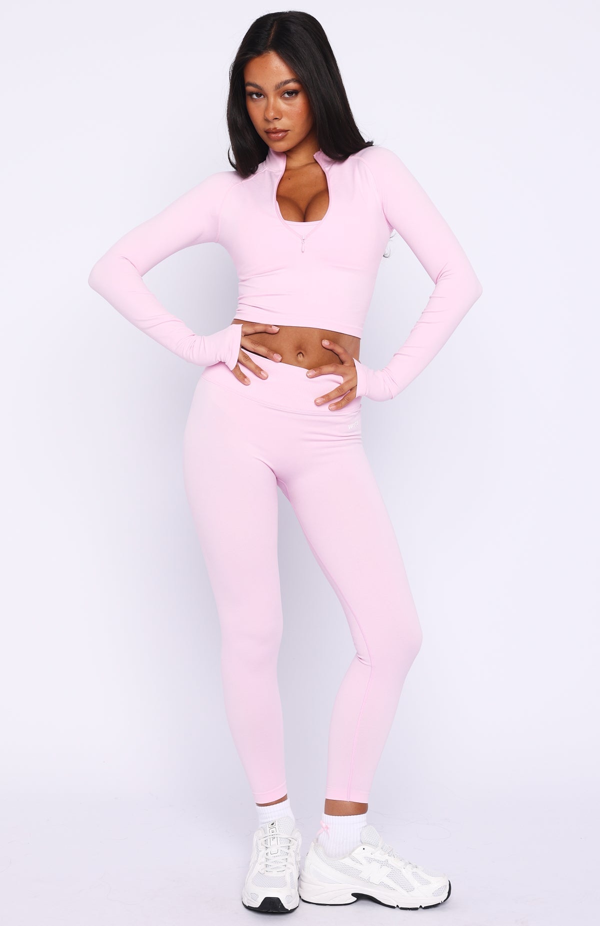 White Fox Stride Seamless Zip Long Sleeve Marshmallow