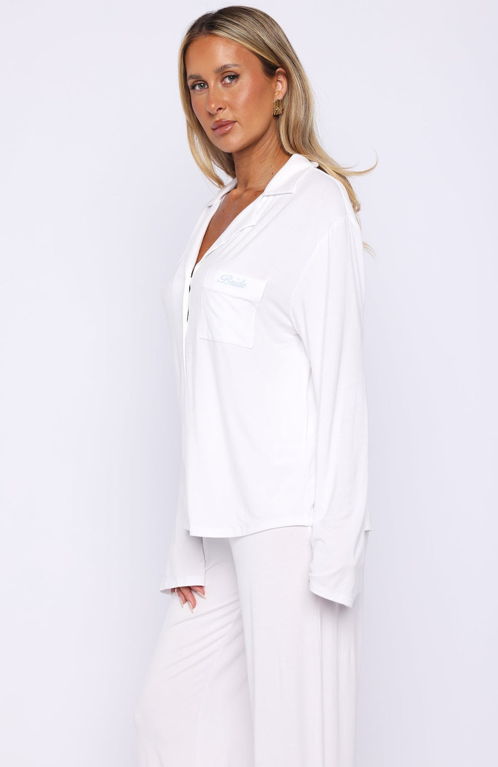 White Fox Bridal Party Long Sleeve Pyjama Set Off White