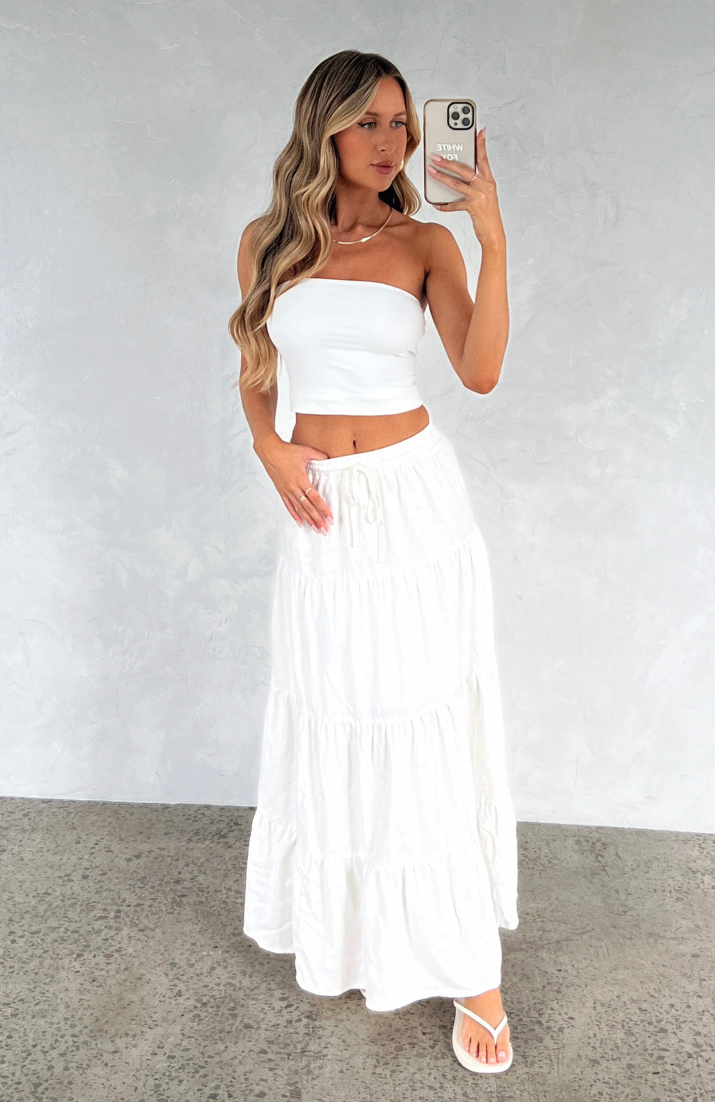 White Fox In That Moment Maxi Skirt White