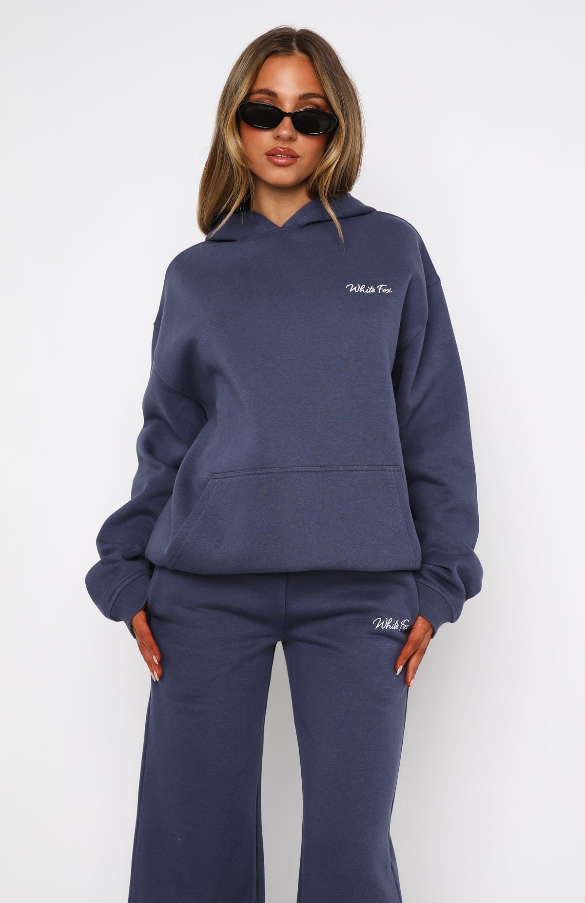 White Fox Match Your Words Oversized Hoodie Navy