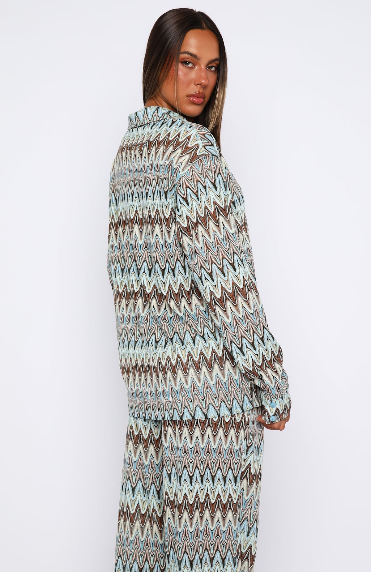 White Fox Doll Behaviour Long Sleeve Shirt Ocean Waves