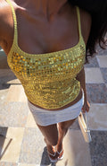 White Fox Sweet Like That Sequin Knit Top Yellow