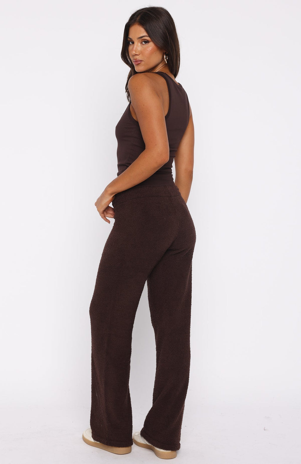 White Fox Act Natural Knit Pants Chocolate
