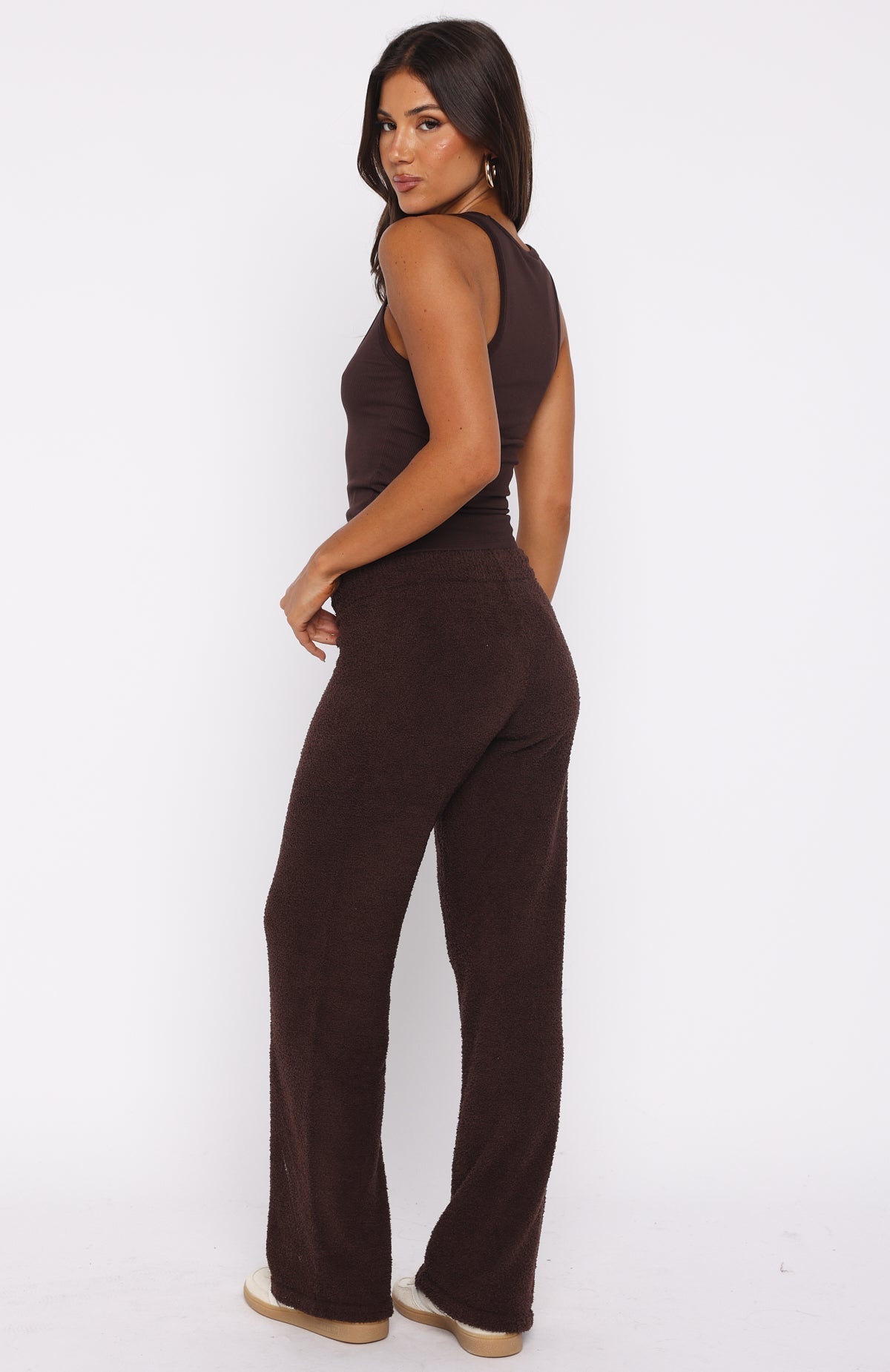 White Fox Act Natural Knit Pants Chocolate