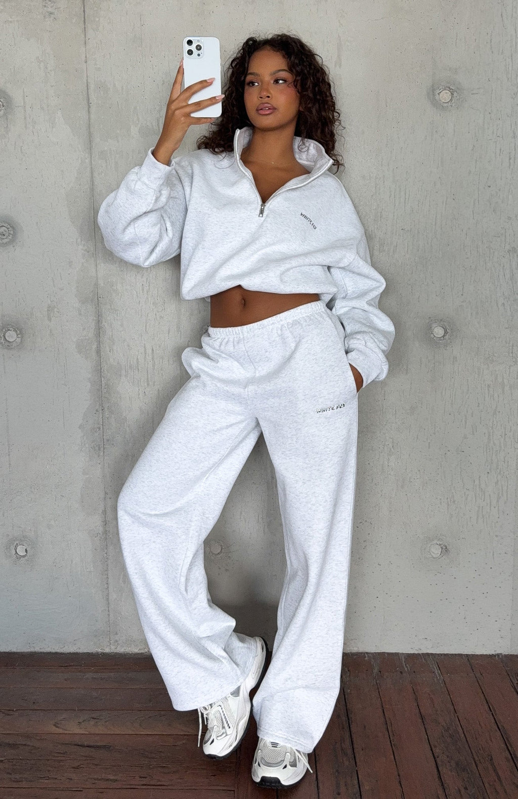 White Fox Test Drive Wide Leg Sweatpants Grey Marle