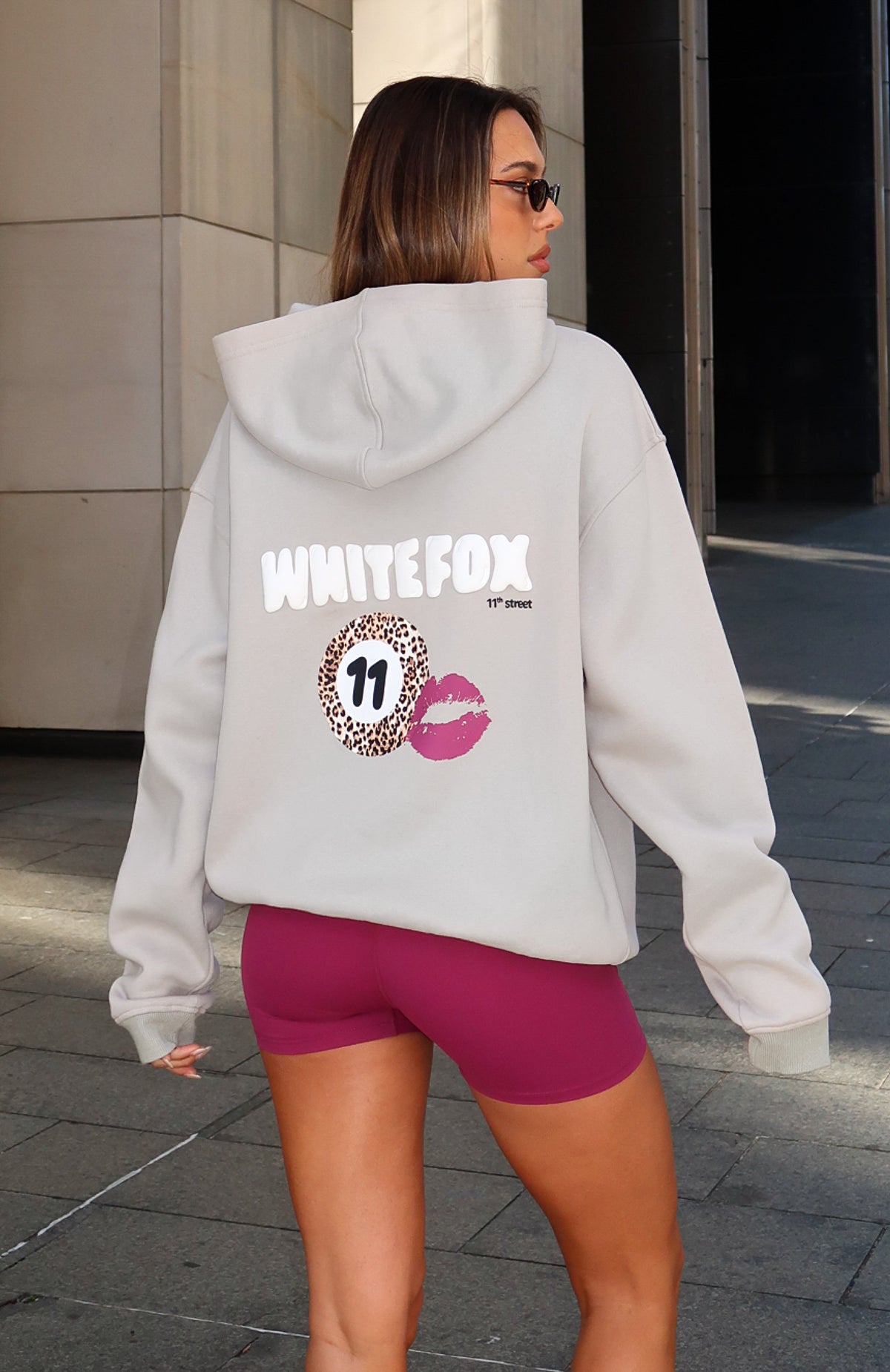 White Fox 11th Street She's So Lucky Oversized Hoodie Moon Kiss