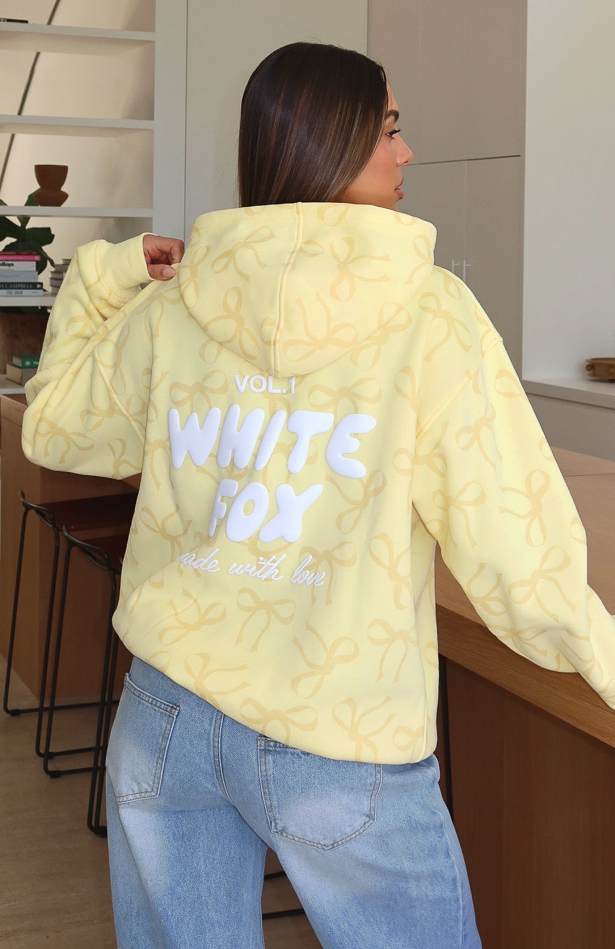 White Fox Vol. 1 Oversized Printed Hoodie Lemon Bow